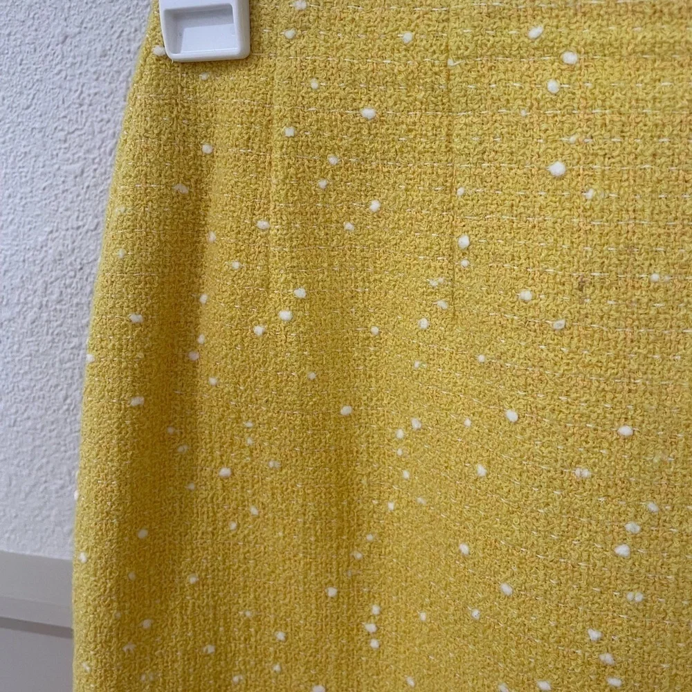 Carlisle Vintage Wool Pencil Skirt Yellow Boucle Size Small